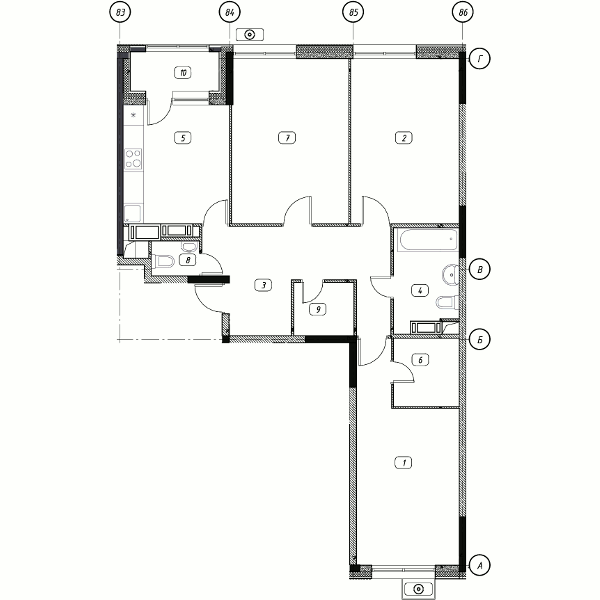 Планировка 3-комнатная, 88.06