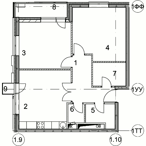 Планировка 2-комнатная, 47.20