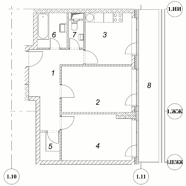 Планировка 2-комнатная, 68.80