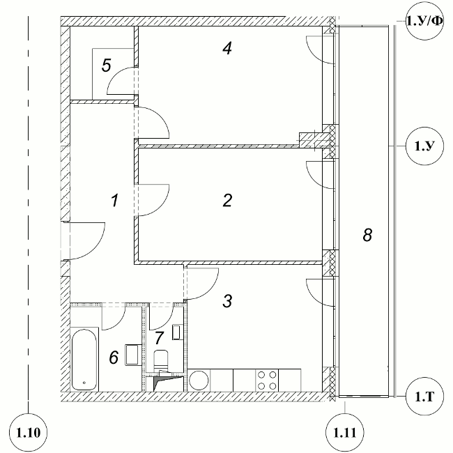 Планировка 2-комнатная, 73.50