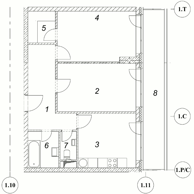 Планировка 2-комнатная, 73.60