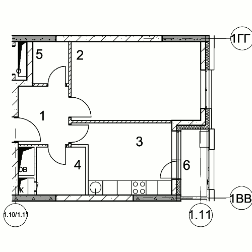 Планировка 3-комнатная, 57.90