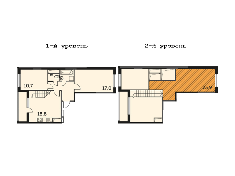 Планировка 2-комнатная, 83.9
